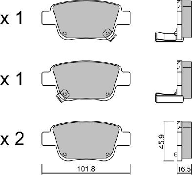 AISIN BPTO-2002 - Тормозные колодки, дисковые, комплект autosila-amz.com