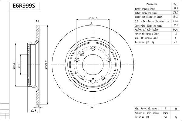 Aisin E6R999S - Тормозной диск autosila-amz.com