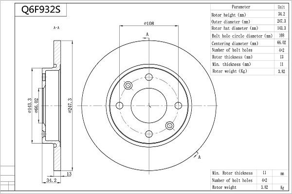 AISIN Q6F932S - Тормозной диск autosila-amz.com