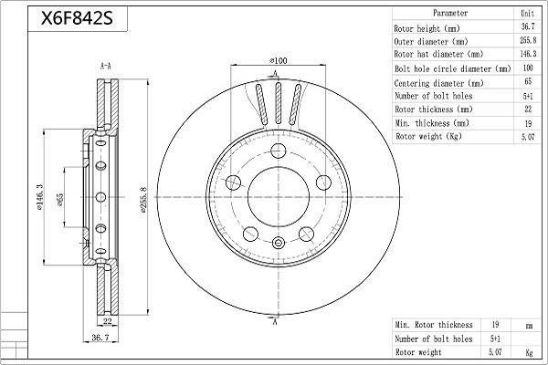AISIN X6F842S - Тормозной диск autosila-amz.com