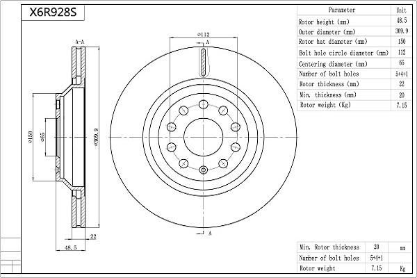 Aisin X6R928S - Тормозной диск autosila-amz.com