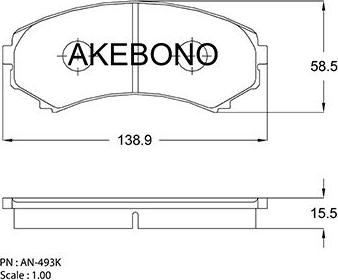 Akebono AN-493KE - Тормозные колодки, дисковые, комплект autosila-amz.com