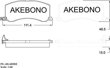 Akebono AN-449WK - Тормозные колодки, дисковые, комплект autosila-amz.com