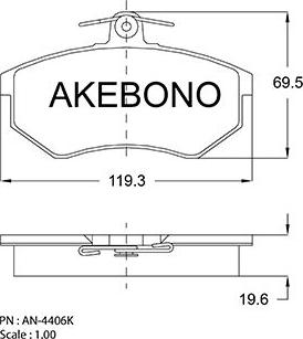 Akebono AN-4406K - Тормозные колодки, дисковые, комплект autosila-amz.com