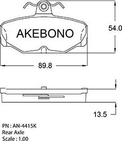 Akebono AN-4415K - Тормозные колодки, дисковые, комплект autosila-amz.com
