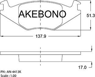 Akebono AN-4413KE - Тормозные колодки, дисковые, комплект autosila-amz.com