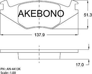 Akebono AN-4413K - Тормозные колодки, дисковые, комплект autosila-amz.com