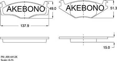 Akebono AN-4412K - Тормозные колодки, дисковые, комплект autosila-amz.com