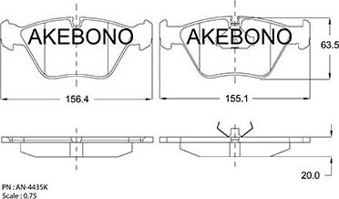 Akebono AN-4435KE - Тормозные колодки, дисковые, комплект autosila-amz.com