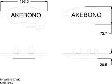 Akebono AN-4547WKE - Тормозные колодки, дисковые, комплект autosila-amz.com