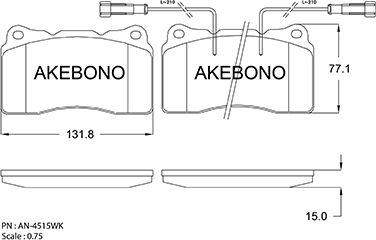 Akebono AN-4515WKE - Тормозные колодки, дисковые, комплект autosila-amz.com
