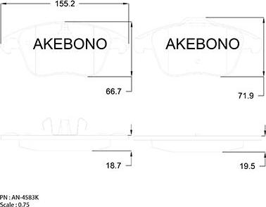 Akebono AN-4583K - Тормозные колодки, дисковые, комплект autosila-amz.com