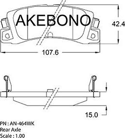 Akebono AN-464WK - Тормозные колодки, дисковые, комплект autosila-amz.com