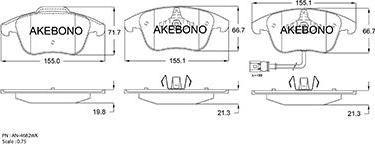 Akebono AN-4682WK - Тормозные колодки, дисковые, комплект autosila-amz.com