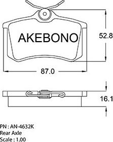 Akebono AN-4632K - Тормозные колодки, дисковые, комплект autosila-amz.com