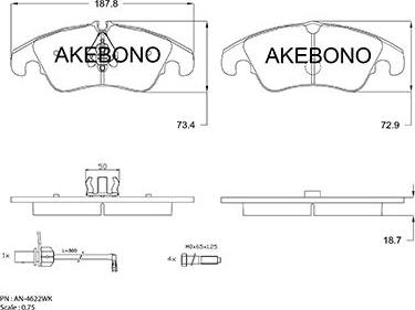 Akebono AN-4622WK - Тормозные колодки, дисковые, комплект autosila-amz.com