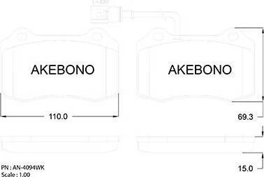 Akebono AN-4094WK - Тормозные колодки, дисковые, комплект autosila-amz.com