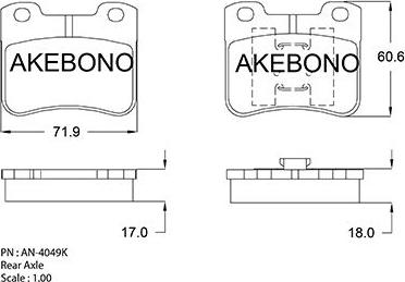 Akebono AN-4049KE - Тормозные колодки, дисковые, комплект autosila-amz.com