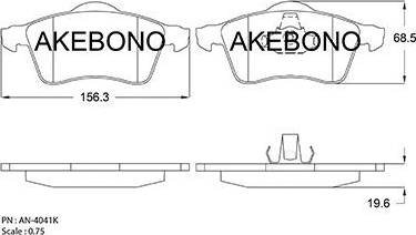 Akebono AN-4041K - Тормозные колодки, дисковые, комплект autosila-amz.com