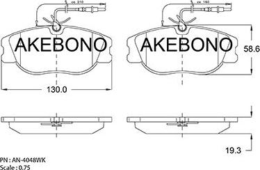 Akebono AN-4048WK - Тормозные колодки, дисковые, комплект autosila-amz.com