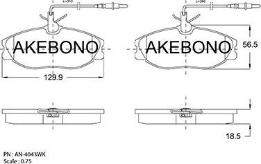 Akebono AN-4043WKE - Тормозные колодки, дисковые, комплект autosila-amz.com