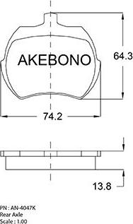 Akebono AN-4047KE - Тормозные колодки, дисковые, комплект autosila-amz.com