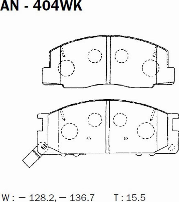 Akebono AN-404WK - Тормозные колодки, дисковые, комплект autosila-amz.com