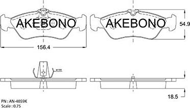 Akebono AN-4059K - Тормозные колодки, дисковые, комплект autosila-amz.com