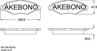Akebono AN-4051K - Тормозные колодки, дисковые, комплект autosila-amz.com