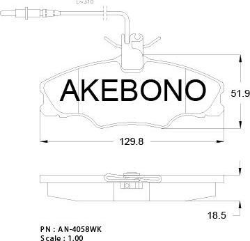 Akebono AN-4058WKE - Тормозные колодки, дисковые, комплект autosila-amz.com