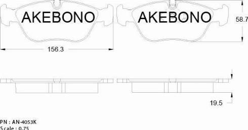 Akebono AN-4053K - Тормозные колодки, дисковые, комплект autosila-amz.com