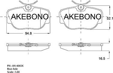 Akebono AN-4065KE - Тормозные колодки, дисковые, комплект autosila-amz.com