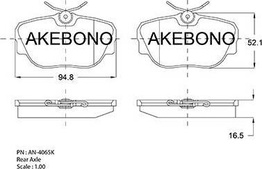 Akebono AN-4065K - Тормозные колодки, дисковые, комплект autosila-amz.com