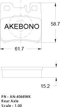 Akebono AN-4068WK - Тормозные колодки, дисковые, комплект autosila-amz.com