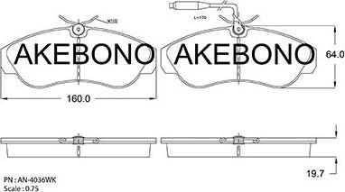 Akebono AN-4063WKE - Тормозные колодки, дисковые, комплект autosila-amz.com