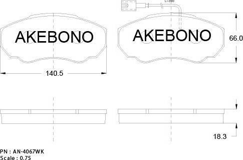 Akebono AN-4067WK - Тормозные колодки, дисковые, комплект autosila-amz.com