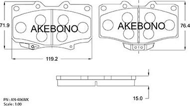 Akebono AN-406WKE - Тормозные колодки, дисковые, комплект autosila-amz.com