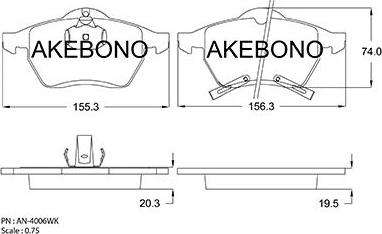 Akebono AN-4006WKE - Тормозные колодки, дисковые, комплект autosila-amz.com
