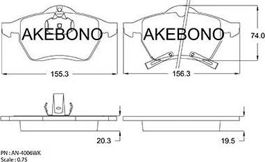 Akebono AN-4006WK - Тормозные колодки, дисковые, комплект autosila-amz.com