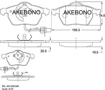 Akebono AN-4001WKE - Тормозные колодки, дисковые, комплект autosila-amz.com
