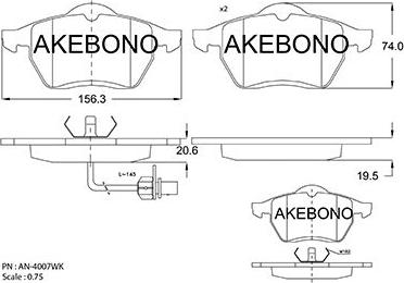 Akebono AN-4007WKE - Тормозные колодки, дисковые, комплект autosila-amz.com
