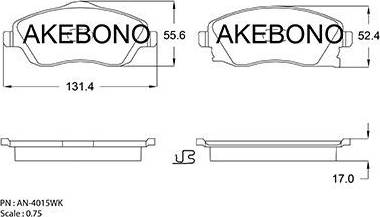 Akebono AN-4015WK - Тормозные колодки, дисковые, комплект autosila-amz.com