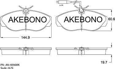 Akebono AN-4016WKE - Тормозные колодки, дисковые, комплект autosila-amz.com