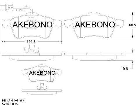 Akebono AN-4011WKE - Тормозные колодки, дисковые, комплект autosila-amz.com