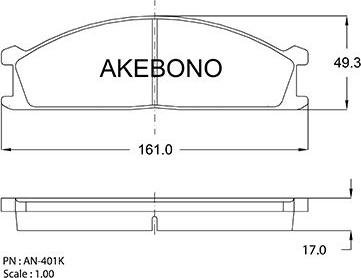 Akebono AN-401KE - Тормозные колодки, дисковые, комплект autosila-amz.com