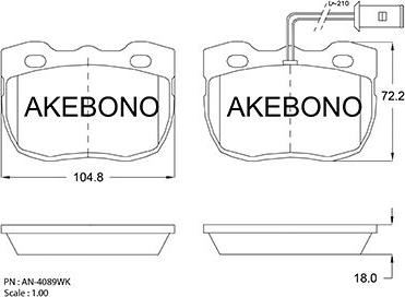 Akebono AN-4089WKE - Тормозные колодки, дисковые, комплект autosila-amz.com