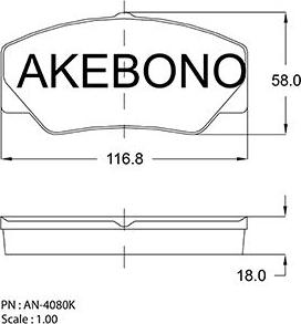 Akebono AN-4080KE - Тормозные колодки, дисковые, комплект autosila-amz.com