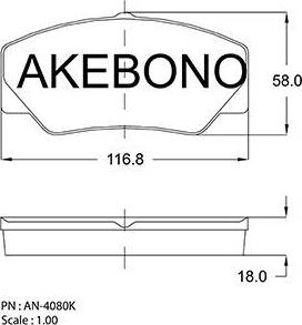 Akebono AN-4080K - Тормозные колодки, дисковые, комплект autosila-amz.com