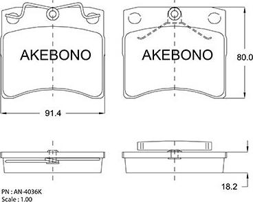 Akebono AN-4036KE - Тормозные колодки, дисковые, комплект autosila-amz.com