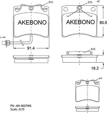 Akebono AN-4037WKE - Тормозные колодки, дисковые, комплект autosila-amz.com